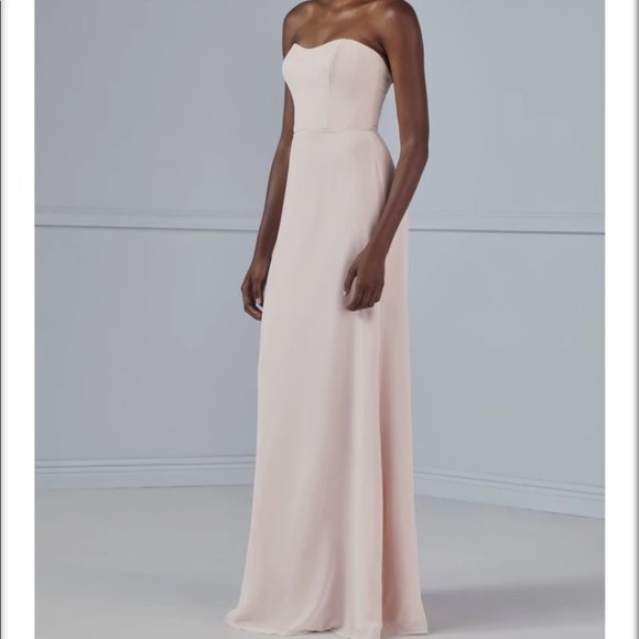 Amsale Lou Strapless Bridesmaid Dress in French Blue - Picture 6 of 8